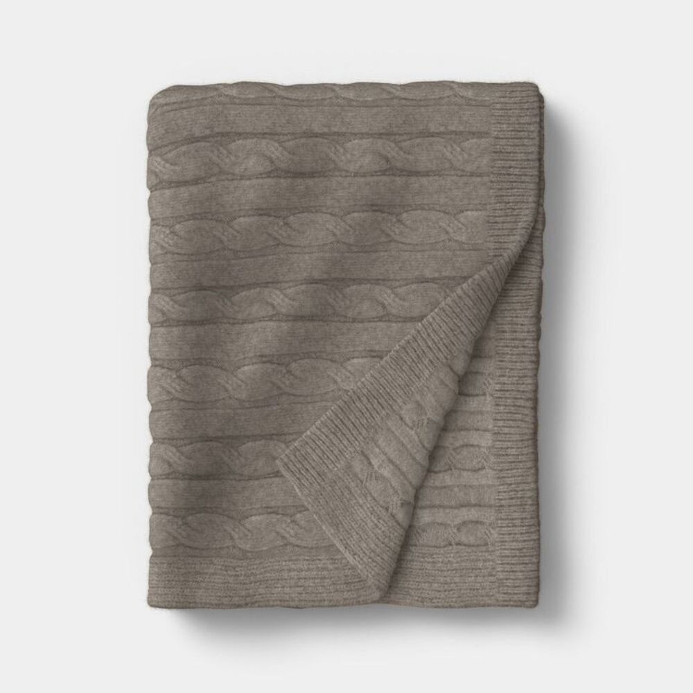 Cozy Cable Knit Throw Pillow Stone Gray - Threshold